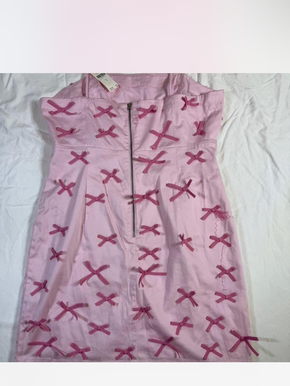 NWT Anthropologie Pink Bow-Embellished Mini Dress - Picture 7 of 11
